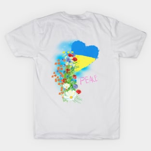 ukrainian flag with colors, peace to ukraine T-Shirt